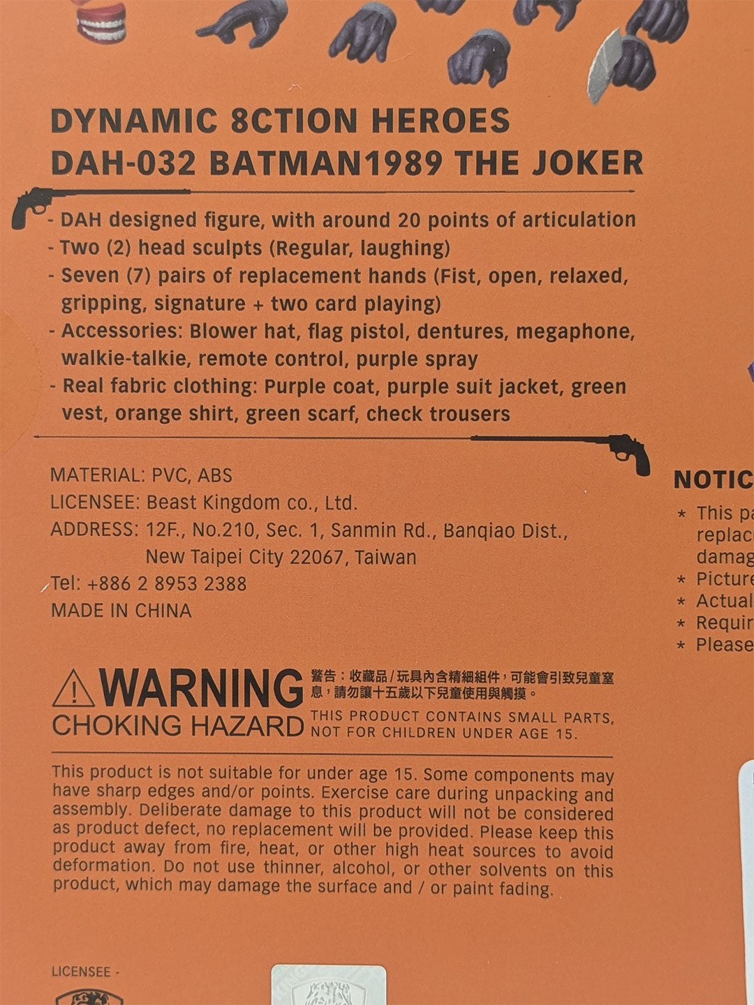 Batman Dynamic 8ction Heroes Action Figure 1989 THE JOKER