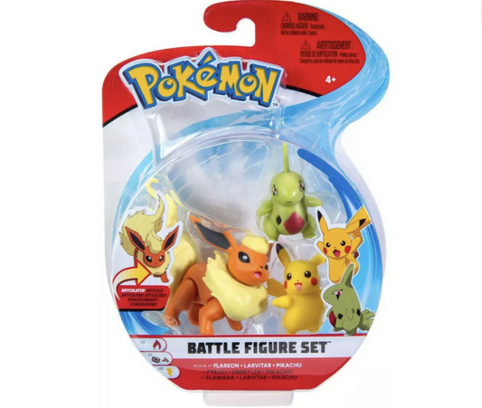 Pokemon Battle Figure Set - Flareon &amp; Larvitar &amp; Pikachu