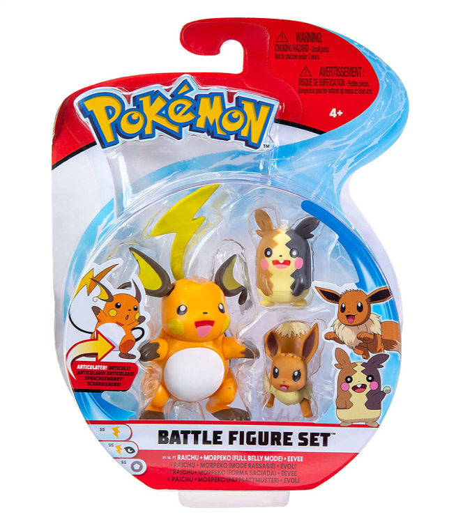 Pokemon Battle Figure Set - Raichu & Morpeko & Eevee