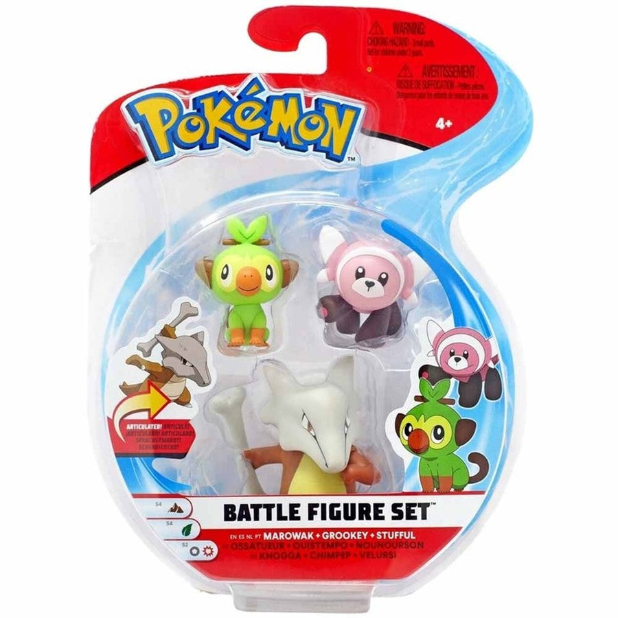 Pokemon Battle Figure Set - Marowak & Grookey & Stufful