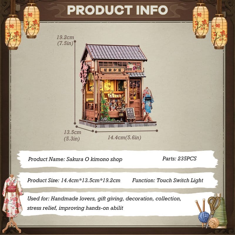 Miniature House Model Kit SAKURA KIMONO SHOP