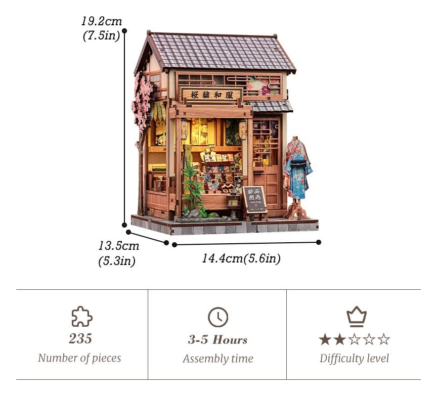 Miniature House Model Kit SAKURA KIMONO SHOP