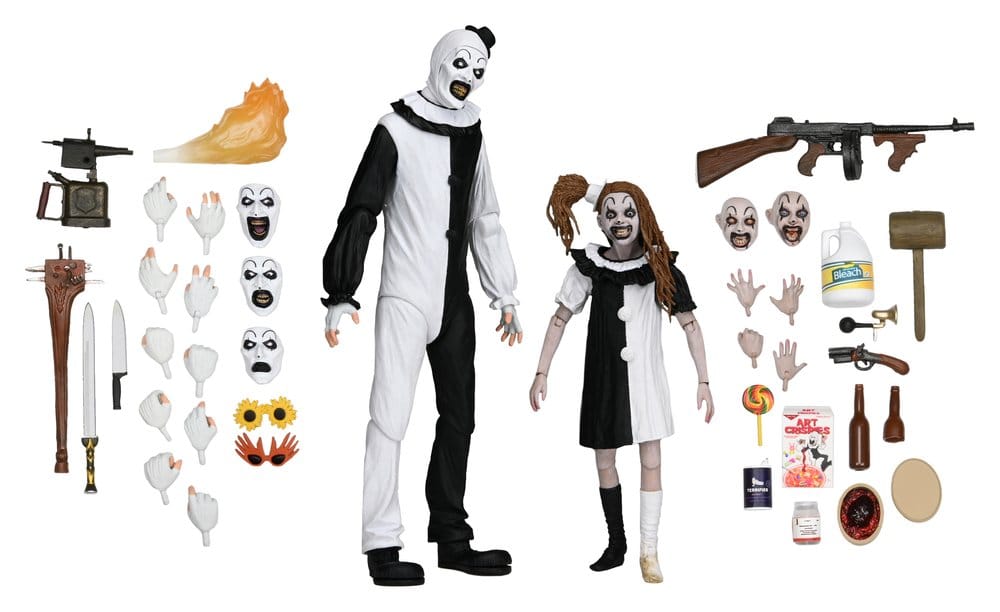 Terrifier II 2-Pack Action Figures ULTIMATE ART THE CLOWN & LITTLE PALE GIRL